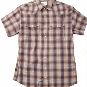 PONCHO Plaid Button Down Shirt - Brown and Blue